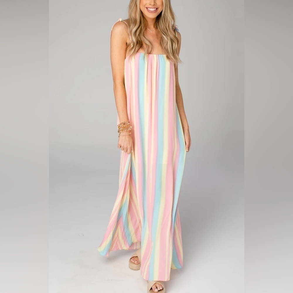 Buddy Love Barton Snow Cone Stripe Maxi Dress NWT XSmall